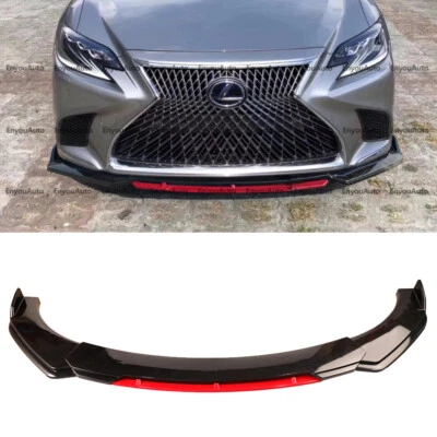 For Lexus ES250 ES300 ES350 Front Bumper Lip Spoiler Splitter Gloss Black Red Foto 1 de 4