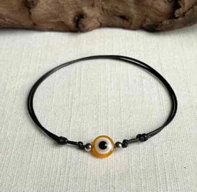 Choose Color Evil Eye Bead Water Resistant Adjustable Cord Anklet or Bracelet - Image 1 of 3