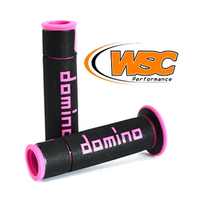 Domino A450 Road Racing Motorcycle handlebar Grips Black and Pink - Medium Soft - Picture 1 of 2