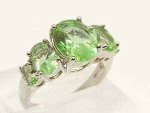 Apple Green Peridot Quartz 5 Stone Ring!  Gold Filled Sz 7