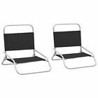 Folding Beach Chairs 2 Pcs Black Fabric U1y1