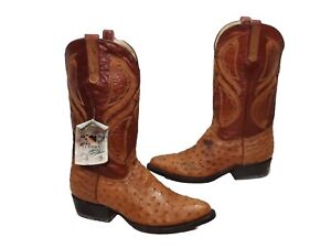 Cuadra 1904 Limited Ostrich Full Quill Brown Leather Western Cowboy Boots 7.5