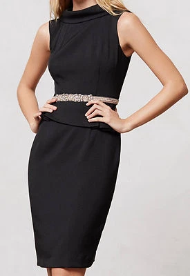 Ruby Belle Roll Collar Peplum Pencil Dress Size 0 Petite Black NW ANTHROPOLOGIE - Image 1 of 2