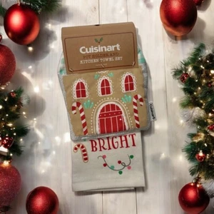 Set of 2 Cuisinart Christmas Farmhouse Potholder & Kitchen Towel Brand New - Picture 1 of 2