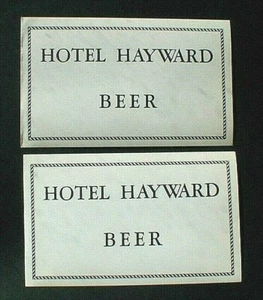 2 BIERFLASCHENETIKETTEN UM 1950 HOTEL HAYWARD, LOS ANGELES, KALIFORNIEN. - Bild 1 von 1
