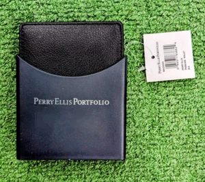 Perry Ellis Portfolio Easy Access Faux Leather Trifold Passcase Black Wallet NIP - Picture 1 of 3