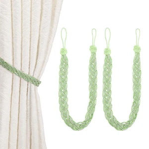 2 Pcs Curtain Tiebacks, 58cm/23" Braided Drapery Holdback, Pale Green - Picture 1 of 7