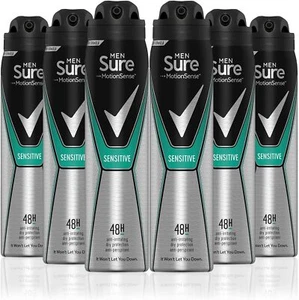 Sure Mens Motionsense Sensitive Anti Perspirant Deodorant 6x 250ml - Picture 1 of 7