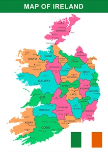 POSTERDRUCK Grafik Geographie Schule Erwachsene Kinder Kinder Karte von Irland ROI - Bild 1 von 1