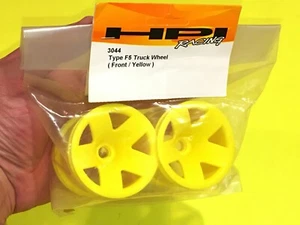 ORIGINAL RC HPI RACING #3044 ~ 5 SPOKE YELLOW TYPE F5 TRUCK WHEELS DISCONTINUED - Picture 1 of 7