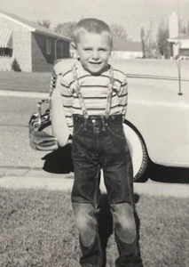 1950s Denver Colorado Young Little Boy in Suspenders Car Original Photo P13zb50 - Picture 1 of 17