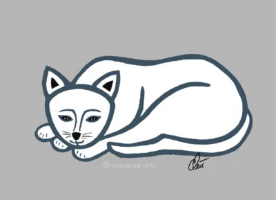 JACQUELINE DITT - Mr.Cat-outline GF ltd.signiert Druck Grafik gerahm 13x18 Katze - Bild 1 von 3