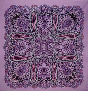 Cotton Paisley Head Scarf Bandana 22" x 22" Lilac - Picture 1 of 1