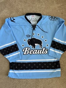 Buffalo Beauts NWHL Hockey Jersey Iafallo PWHL Sz Large Blue Adult - Picture 1 of 6