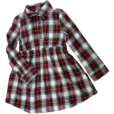 Gap Kids Girls 4 5 Long Sleeve Plaid Dress Collared Cotton Holiday Casual NWT - Image 1 of 4