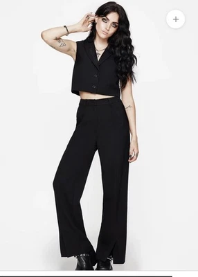 Disturbia Thora Gothic Embroidered Front Split Tailored Trousers Size 14 NWT - Image 1 of 4