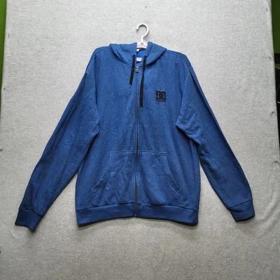 DC Hombres Sudadera con Capucha XL Azul Logo Bordado ADYFT03033 Cremallera Manga Larga Foto 1 de 4