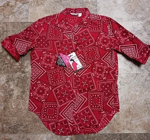 Vintage 60s Carole Sue Western Bandana 3/ Ladies Shirt NOS Neu mit Etikett Gr. M 19x26 Loop - Bild 1 von 13