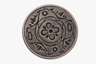 10 Stück altsilber Metallknöpfe flach mit Blume Motiv - Bild 1 von 2