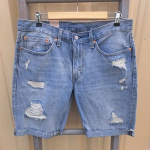 Bermuda lunghi uomo Levi's 511 taglia 34 blu invecchiato jeans denim NUOVO - Foto 1 di 10