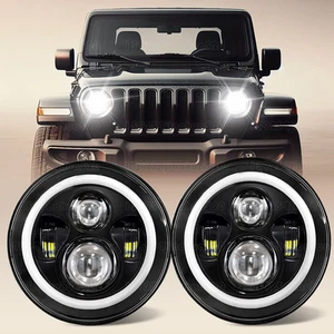 Pair 7" Inch LED Headlight Round HI/LO Sealed Beam for Jeep Wrangler JK LJ TJ CJ - Picture 1 of 12