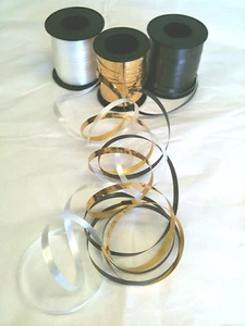 Pack of 3 Curling Ribbon in black, white and gold - great for Christmas gifts - Picture 1 of 1