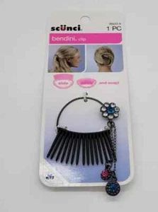 SCUNCI BENDINI CLIP WITH FLOWER JEWELS SLIDE & SNAP 39023-A - Picture 1 of 1