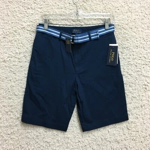 NEW Polo Ralph Lauren Shorts 16 Youth Blue Chino Belted Flat Front Pockets Boys - Picture 1 of 12