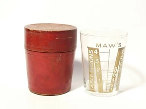 Antiker Händler HARRODS Drogenabteilung  Schlund Medizinglas im original roten Etui - Bild 1 von 12