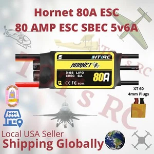 HTIRC Hornet 80AMP Brushless ESC for RC Monster Plane FPV Drone Heli Fixed Wing - Picture 1 of 6