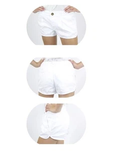 JUICY COUTURE Cotton Twill Pleated Front Relax Casual Short WHITE Comfy SHORTS 2 - Picture 1 of 6