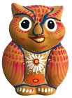 Vintage Mexican Folk Art Owl Talavera Clay Pottery Hand Painted Trinket Dish+Lid