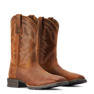 Ariat® Men's Hybrid Ranchwork Thatch Brown Square Toe Boots 10042395 - Picture 1 of 7