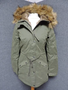 Hollister Sherpa Lined Parka Coat Khaki UK XS RRP £119 LN029 TT 04 - Picture 1 of 4