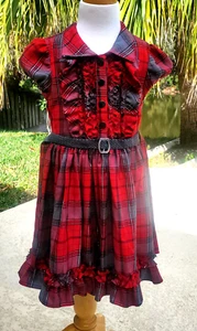"Bonnie Jean" Little Girls School Dress w/side zipper/tie belt accent/S 7/ - Picture 1 of 12