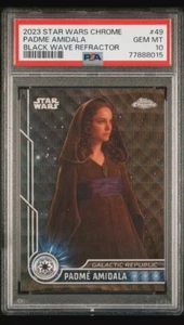 2023 Topps Chrome Star Wars Padme Amidala Black Wave Refractor #49 PSA 10 POP 1 - Picture 1 of 2