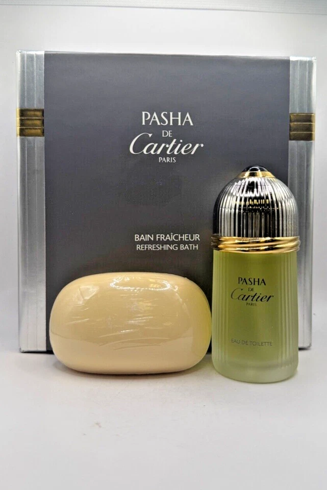PASHA BY CARTIER 50ML SPRAY EDT E SABONETE PERFUMADO 100G EM UM CONJUNTO DE PRESENTE (NOVO COM CAIXA) - Imagem 1 de 4