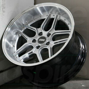 19 Inch ESR CS15 Silver With Machined Lip Wheels 19x9.5 +35 5x120 Rims Set 4