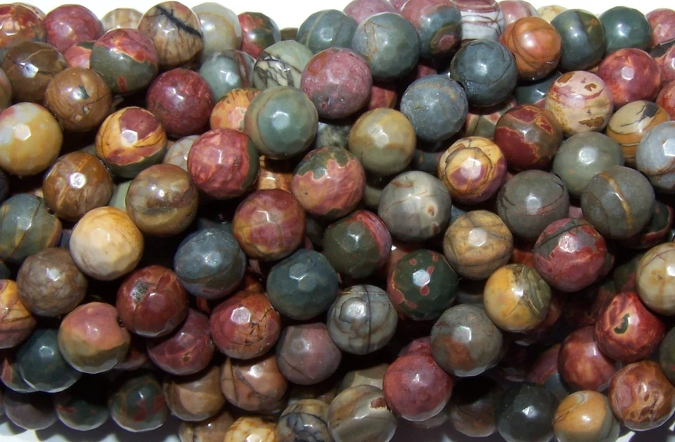 Jaspe Red Creek 8 mm facetado redondo aprox. Playa de 16 pulgadas. Foto 1 de 1