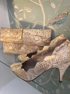 Renata Vintage Gold Schuhe 38 (5) plus Clutch Bag Schlangenleder Design Sehr guter Zustand - Bild 1 von 9