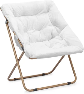 Square Folding Faux Fur Saucer Chair for Bedroom Living Room Dorm Garden Courtya - Picture 1 of 10
