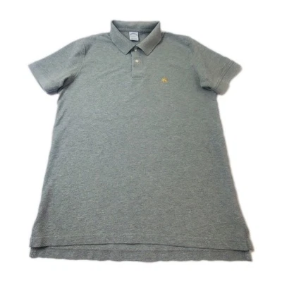 Brooks Brothers Polo 衫男式 LG 灰色短袖棉质 1818 修身成人 — 第 1/4 张图片