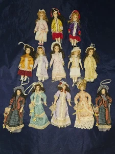 Viktorianischer Stil Christbaumschmuck Konvolut Porzellan Puppen Set Lot Sortiment - Bild 1 von 14