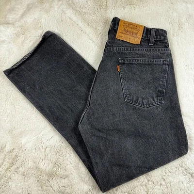 Винтажные 90-х Levi's оранжевый вкладка 505 регулярный прямой крой черный джинсовой ткани джинсы 31 x 28 - Изображение 1 из 4