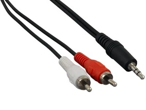 6ft 3.5mm Stereo to RCA x 2 Male to Male Audio Cable, Black - Picture 1 of 3
