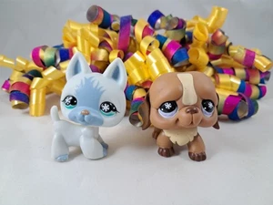 Littlest Pet Shop Brown St. Bernard Dog #688 Icy Blue German Shepherd Dog #689 - Picture 1 of 3