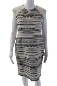 Teri Jon Womens Sleeveless Faux Leather Panel Pencil Dress White Size 10 - Picture 1 of 7