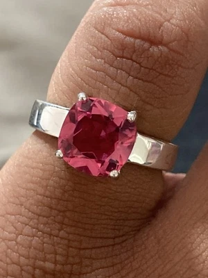 天然 PADPARADSCHA 蓝宝石戒指 925 纯银戒指 男式 SIGNET 戒指 — 第 1/4 张图片