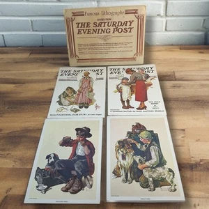 "Juego de 4 impresiones de cubiertas litográficas vintage de 7x5"" de The Saturday Evening Post" - Imagen 1 de 9