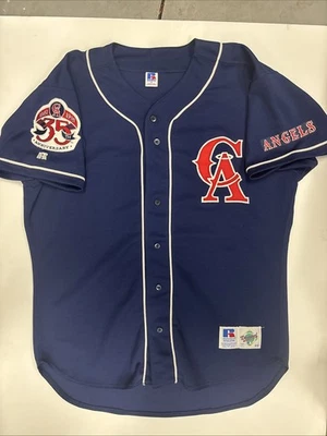 AUTHENTIC VINTAGE TIM SALMON ANGELS RUSSELL BLUE BASEBALL SIZE 48 35 Anniversary - Image 1 of 4